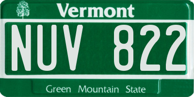 VT license plate NUV822