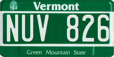 VT license plate NUV826