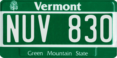 VT license plate NUV830