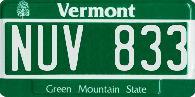 VT license plate NUV833