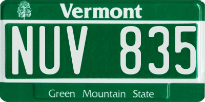 VT license plate NUV835