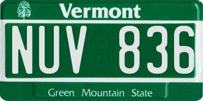 VT license plate NUV836