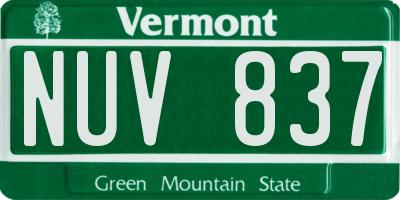 VT license plate NUV837