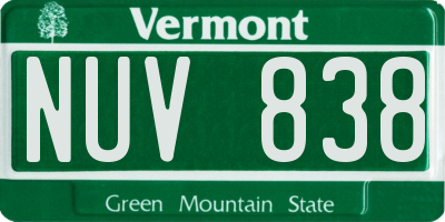 VT license plate NUV838