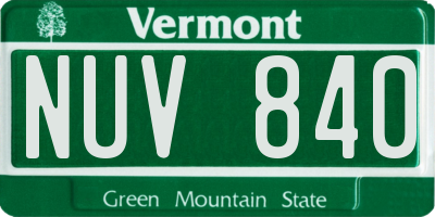 VT license plate NUV840