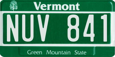 VT license plate NUV841