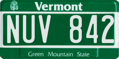 VT license plate NUV842