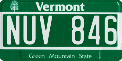 VT license plate NUV846