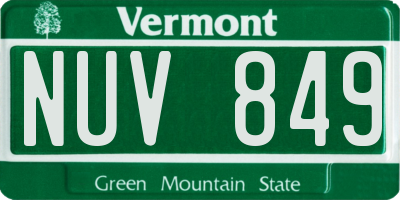 VT license plate NUV849