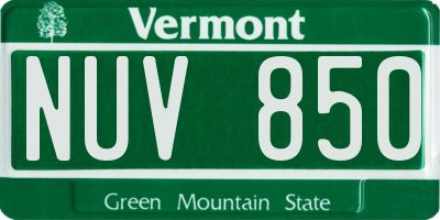 VT license plate NUV850