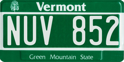 VT license plate NUV852