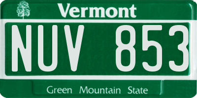 VT license plate NUV853