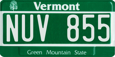VT license plate NUV855