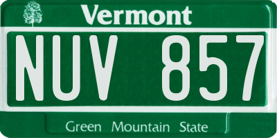 VT license plate NUV857