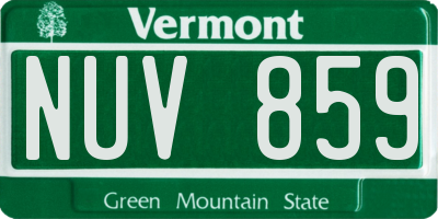VT license plate NUV859