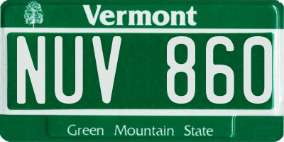 VT license plate NUV860