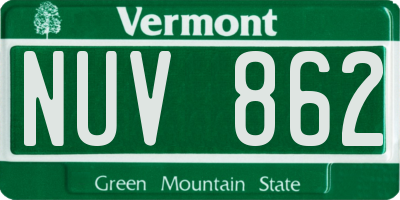 VT license plate NUV862