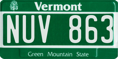 VT license plate NUV863