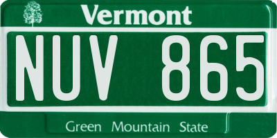 VT license plate NUV865
