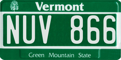 VT license plate NUV866
