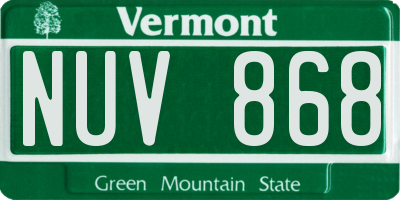 VT license plate NUV868