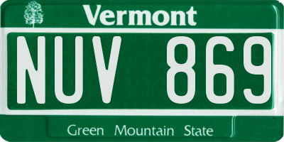 VT license plate NUV869