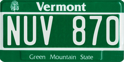 VT license plate NUV870