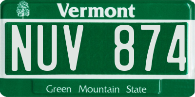 VT license plate NUV874