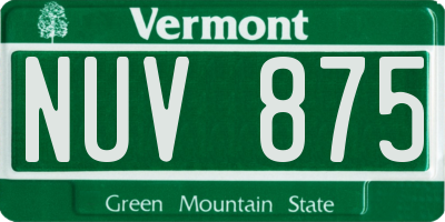 VT license plate NUV875