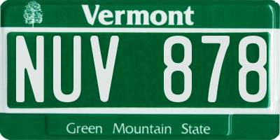 VT license plate NUV878