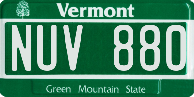 VT license plate NUV880
