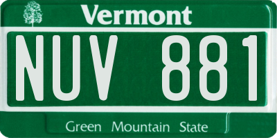 VT license plate NUV881
