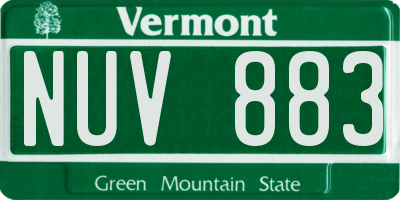 VT license plate NUV883