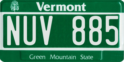 VT license plate NUV885