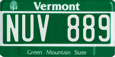 VT license plate NUV889