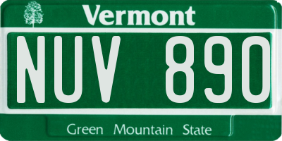 VT license plate NUV890