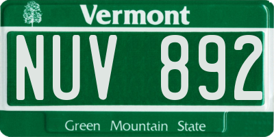 VT license plate NUV892