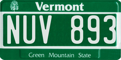 VT license plate NUV893