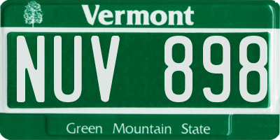 VT license plate NUV898