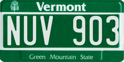VT license plate NUV903
