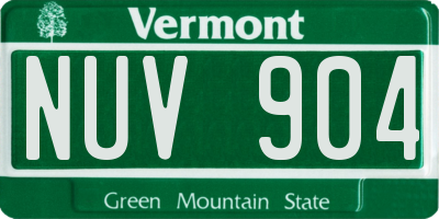 VT license plate NUV904