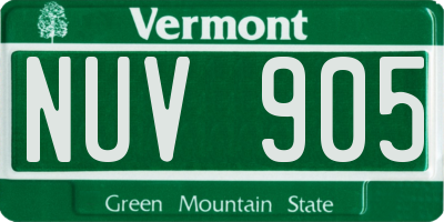 VT license plate NUV905