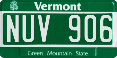 VT license plate NUV906