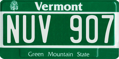 VT license plate NUV907