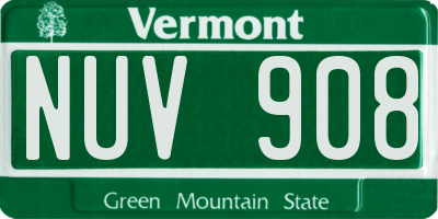 VT license plate NUV908