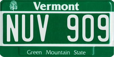 VT license plate NUV909