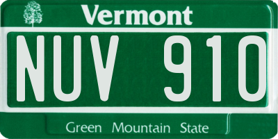VT license plate NUV910