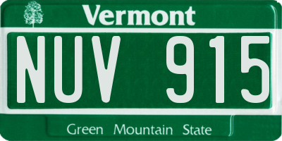VT license plate NUV915