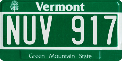 VT license plate NUV917