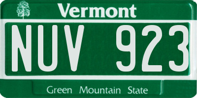 VT license plate NUV923